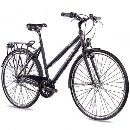 CHRISSON Paseo CHRISSON City One - Bicicleta de ciudad para mujer (28 pulgadas, 53 cm), color negro