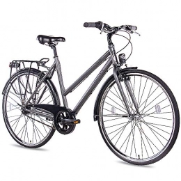 CHRISSON Bicicleta CHRISSON City One - Bicicleta de ciudad para mujer de 28 pulgadas, color antracita mate, 50 cm, con cambio de buje Shimano Nexus de 7 velocidades, práctica bicicleta de ciudad para mujeres