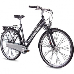CHRISSON Bicicleta Chrisson Sereto 3.0 - Bicicleta de ciudad para mujer (28", cambio Shimano Nexus de 7 velocidades, freno de contrapedal y dinamo de buje, con horquilla Suntour), color negro