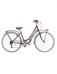 CINZIA Bicicleta CINZIA Bicicleta City Bike 28 Beauty de Acero para Mujer, 6 V, Rojo Burgundy, Talla 45 (Shimano RS-36+ty-21)