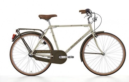 CINZIA Bicicleta CINZIA - Bicicleta de Hombre de 26 Pulgadas, Bombas de una Sola Velocidad, con portaequipaje, Color Crema y Tabaco