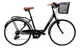 CLOOT Bicicleta CLOOT Bicicletas de Paseo Relax Negra-Bici Paseo con Cambio Shimano 6V