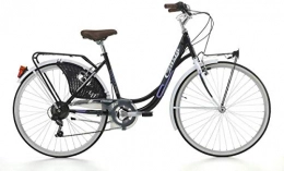 CINZIA Bicicleta Correa para bicicleta de 26 pulgadas City Bike Liberty para mujer, de una sola velocidad, color negro y blanco