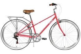 FabricBike Bicicleta FabricBike Portobello - Bicicleta de Paseo Mujer, Bicicleta Urbana Vintage Retro, Bicicleta de Ciudad Estilo Holandesa con Cambios Shimano Sillín Confortable. (Portobello Coral)