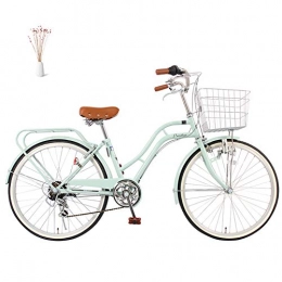 GHH Bicicleta GHH Elegance Bicicleta Urbana 24'' Bici de Paseo, 6 Speed Shimano Bicicleta para Mujeres Sillin Confort para Viajes / Trabajo / Compras, Natural