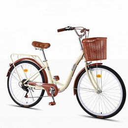 GHH Paseo GHH Elegance Bicicleta Urbana, 7 Velocidades Bicicleta para Mujeres- Ruedas 24″ Retro Vintage Bici-Bicicleta Summer-Urbana Cómoda Bici