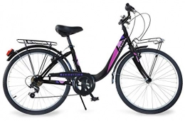 giordanoshop Paseo giordanoshop Aurelia - Bicicleta de mujer de 24 pulgadas, 6 V, color negro