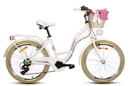 Goetze Paseo Goetze Mood - Bicicleta de ciudad retro vintage holandesa para mujer, ruedas de aluminio de 24 pulgadas, cambio Shimano de 7 velocidades, subida profunda, cesta con acolchado