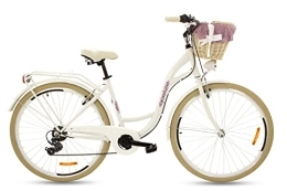 Goetze Bicicleta Goetze Mood - Bicicleta para mujer retro vintage Holanda urbana, ruedas de aluminio de 28 pulgadas, cambio Shimano Tourney de 7 marchas, cesta con acolchado gratis