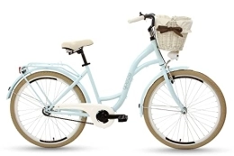 Goetze Paseo Goetze Style Vintage Retro Citybike - Bicicleta holandesa para mujer, ruedas de aluminio de 26 pulgadas, 1 marcha sin cambio, pedal de descenso, cesta con acolchado