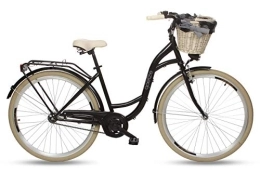 Goetze Bicicleta Goetze Style Vintage Retro Citybike - Bicicleta holandesa para mujer, ruedas de aluminio de 28 pulgadas, 1 marcha, velocidad única, freno de contrapedal, cesta con funda gratis