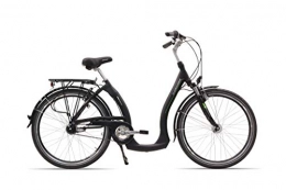 Hawk Paseo Hawk Bikes Green City Plus Easy-B – Bicicleta de ciudad para mujer con acceso profundo y 7 cambios de marcha; horquilla de suspensión con cuadro de Aluminio, negro