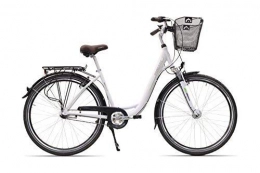 Hawk Bicicleta HAWK weiß, Korb City Wave Plus 3-G-Cesta para Bicicleta, Color Blanco, Unisex Adulto, 28" / 28 Zoll