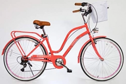 HelloBikes Bicicleta HelloBikes Florobella - Bicicleta de Ciudad para Mujer con Cambio Shimano de 7 velocidades (26")