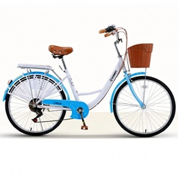 M-YN Paseo Juventud / Playa para Adultos Bicicleta De Crucero, Ruedas De 26 Pulgadas 7 Velocidad para Mujer Cruiser Bike Retro Bicicleta Ocio Picnics & Compras(Color:Azul)
