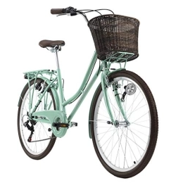 KS Cycling Bicicleta KS Cycling Cityrad Stowage Bicicleta de Ciudad para Mujer, 26 Pulgadas, Color Verde, 44