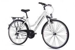 CHRISSON Bicicleta Lujosa bicicleta de ciudad de aluminio Chrisson Intouri Lady de 28pulgadas, bicicleta de trekking para dama con 24velocidades, Shimano, blanco mate