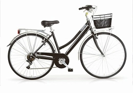 MBM Bicicleta Central 2017 para Mujeres, Cuadro de Aluminio, 28", 6 velocidades, tamaño 46, Cesta incluida, Siete Colores Disponibles (Negro, H46)