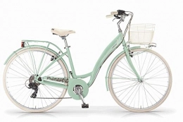 MBM Bicicleta MBM Bicicleta Primavera para Mujeres, Cuadro de Aluminio, 6 velocidades, Cesta incluida, Dos tamaños y Seis Colores Disponibles (Menta, H43 (rodado 26"))