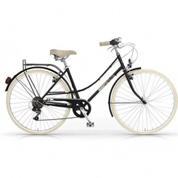 MBM Bicicleta MBM Elite - Bicicleta de paseo para mujer, diseo vintage clsico, rueda de 28", 6 velocidades (Negro)