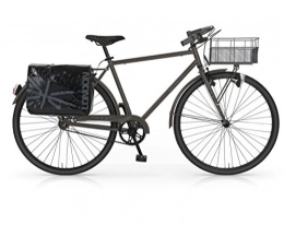 MBM Paseo MBM Notting Hill - Bicicleta de 28 Pulgadas con Cesta y Bolsas Traseras, Marrn Mate