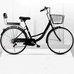MC.PIG Paseo MC.PIG Lady Classic Bike con cesta – Bicicleta de péndulo para mujer de velocidad variable para adultos de 22 / 24 / 26 pulgadas para estudiantes macho y hembras (color: negro, tamaño: 24 pulgadas)