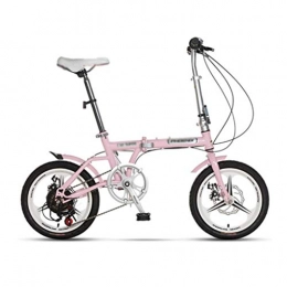 Paseo Bicicleta Paseo Bicicleta Bicicleta Plegable Amortiguador de Velocidad Variable Portátil Vehículo recreativo Urbano Freno de Disco Doble de 16 velocidades (Color : Pink, Size : 120 * 60 * 90 cm)
