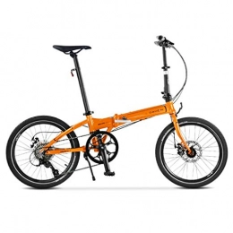 Paseo Bicicleta Paseo Bicicleta Plegable 20 Pulgadas Velocidad Bicicleta Plegable Ligero Aleación De Aluminio Frenos De Disco Moda Bicicleta Ligera (Color : Orange, Size : 150 * 30 * 96cm)