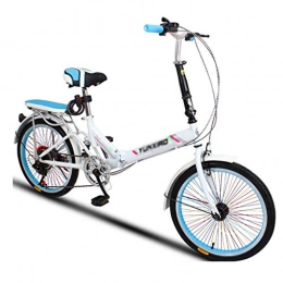 Paseo Paseo Paseo Bicicleta Plegable Bicicleta Universal Plegable Bicicleta para Mujer 6 Velocidades 20 Pulgadas Juego De Ruedas Cambio Compacto (Color : Blanco, Size : 20-Inch)