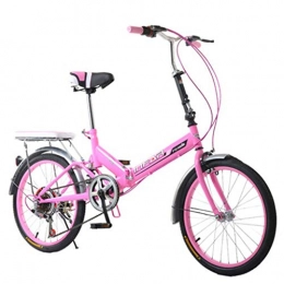 Paseo Paseo Paseo Bicicleta Plegable para Mujer Bicicleta De 6 Velocidades 20 Pulgadas con Ruedas, Velocidad Variable Bicicleta (Color : Pink, Size : 155 * 111 * 25cm)
