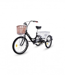 Riscko Bicicleta Riscko - Triciclo Adulto con Dos Cestas Bep-14 | Negro sin Montaje | 6 velocidades | Ruedas de 20" | con Cesta Delantera y Jaula Trasera
