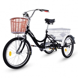 Riscko Bicicleta Riscko - Triciclo Adulto con Dos Cestas Bep-14 | Negro sin Montaje | 6 velocidades | Ruedas de 20" | con Cesta Delantera y Jaula Trasera