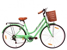 Tiger Cycles Paseo Tiger Vintage - Bicicleta estilo patrimonio para mujer, color verde, marco de 45, 7 cm, 700 C, 7 velocidades