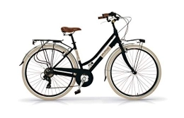 Via Veneto Bicicleta Via Veneto VV605AL Bicicleta de Paseo Mujer Color Negro | Bicicleta Vintage de Paseo 6 Velocidades, Chasis de Aluminio, Guardabarros, Luces LED y Portaequipajes | Bici Urbana Mujer