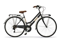 Via Veneto Bicicleta Via Veneto VV605AL Bicicleta de Paseo Mujer Negro | Bicicleta Vintage de Paseo 6 Velocidades, Chasis de Acero, Guardabarros, Luces LED y Portaequipajes | Bici Urbana Mujer