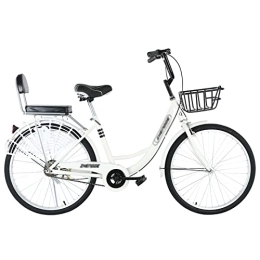 Winvacco Bicicleta Winvacco Bicicleta neumático sólido, Bicicleta de Ciudad Retro Vintage para Mujer, White-26inch