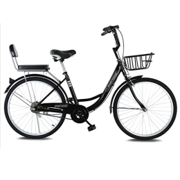 Winvacco Bicicleta Winvacco Neumático Sólido Urbana para Mujer, Bicicleta para Mujer Style Vintage Retro Citybike, Black-24inch