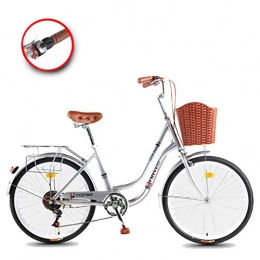 ZXLLO Paseo ZXLLO Bicicleta Holandesa De 26 Pulgadas Bicicleta De Ciudad  con La Cesta De Plástico 7 Engranajes De Velocidad Estante Extendido con Herramientas De Hardware, Luces Traseras Reflectantes Etc.
