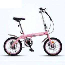 Chang Xiang Ya Shop Plegables 16 pulgadas bicicleta plegable Niños de bicicletas de montaña adulto luz de la bicicleta portátil Urbano carretera de moto Espiral Amortiguador ( Color : Pink , Size : 125*28*85-100cm )