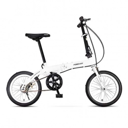 Mzl Plegables 16 Pulgadas de Bicicletas Plegables, Ultraligera portátil Adultos de la Bicicleta, de reducidas Dimensiones de Velocidad Variable Pequeño Ruedas de Bicicletas Hombres |Mujer (Color : Blanco)