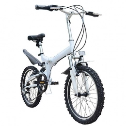 BrightFootBook Plegables 20 in bicicleta de montaña plegable for adultos, unisex al aire libre plegable de la bicicleta de 6 velocidades, suspensión completa Bicicletas, Ligero Plegable de la Ciudad Para Bicicleta, White