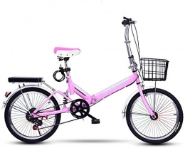 Hzjjc Plegables 20 Pulgadas Bicicleta Bici Ciudad Plegables Adulto Hombre Mujer, Bicicleta de Montaña Btt MTB Ligero Folding Mountain City Bike Doble Suspension Bicicleta Urbana Portátil, H086ZJ (Color : Pink)