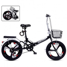 YSHUAI Plegables 20 Pulgadas Bicicleta Plegable Para Adolescentes Bicicletas Plegables De Ocio Bicicleta Plegable City Commuter Bicicleta Amortiguadora Con Peso Ligero De 6 Velocidades (Carga Máxima 130 Kg), Negro