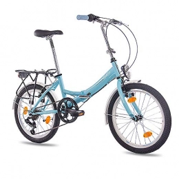 20 pulgadas bicicleta plegable para bicicleta plegable bicicleta CHRISSON foldo con 6 velocidades Shimano Azul Mate