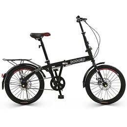 DODOBD Plegables 20 Pulgadas Bicicleta Plegables Plegable de 6 Velocidades con Soporte Trasero LED Battery Light, Frenos de Disco Duales, Bici Plegable para Hombres y Mujeres
