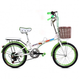 KXDLR Bicicleta 20 Pulgadas De Bicicletas Plegable, Ideal Para Montar A Caballo Urbana Y Los Desplazamientos, Con Baja Paso A Travs Del Marco De Acero, 6 Velocidad Tren De Transmisin, Guardabarros Traseros, Verde