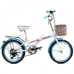 KXDLR Bicicleta 20 Pulgadas De Bicicletas Plegable, Ideal Para Montar A Caballo Urbana Y Los Desplazamientos, Con Baja Paso A Través Del Marco De Acero, 6 Velocidad Tren De Transmisión, Guardabarros Traseros, Azul