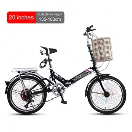Chang Xiang Ya Shop Plegables 20 pulgadas de la bicicleta de velocidad variable bicicleta plegable bicicleta de montaña Niños Adultos luz de la bicicleta portátil Urbano carretera Vespa ( Color : Black , Size : 155*30*98-114cm )