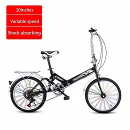 Chang Xiang Ya Shop Plegables 20 pulgadas de velocidad variable bicicleta bicicleta bicicleta plegable bicicleta de carretera adultos Concepto de amortiguación scooter mini portátil for niños ( Color : Black , Size : 20 inches )