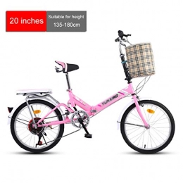 Chang Xiang Ya Shop Plegables 20 pulgadas de velocidad variable bicicleta plegable bicicleta bicicleta de montaña Niños Adultos luz de la bicicleta portátil Urbano carretera Vespa ( Color : Pink , Size : 155*30*98-114cm )